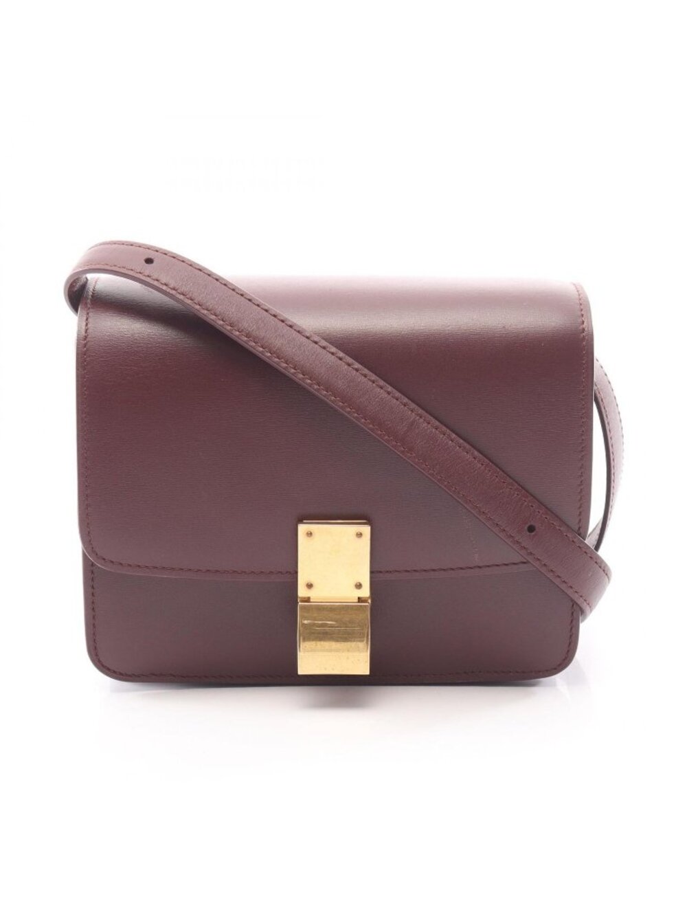 Celine Shoulder Bag Classic Box Small Bordeaux Leather